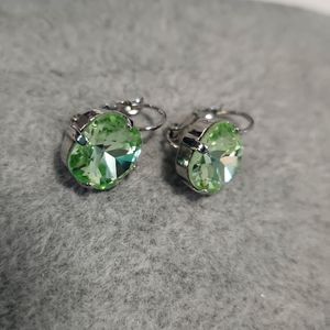 Silverstone Round Green Crystal Earrings